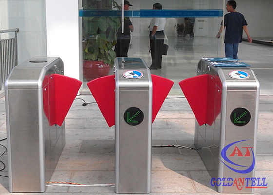 Pedestrian RS485 Security Flap Barrier Turnstile , 304# Stainless Steel Gate Barrier System