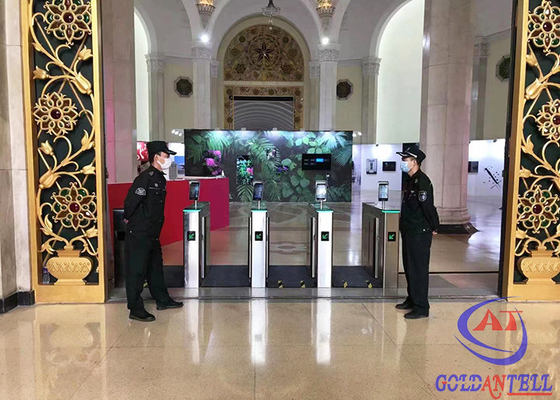 No Noise Library Exhibition Hall Swing Barrier Gate With Facial Recognition / RFID Card