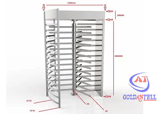 100V 240V Pedestrian High Security Revolving Door Access System Gate Full Height