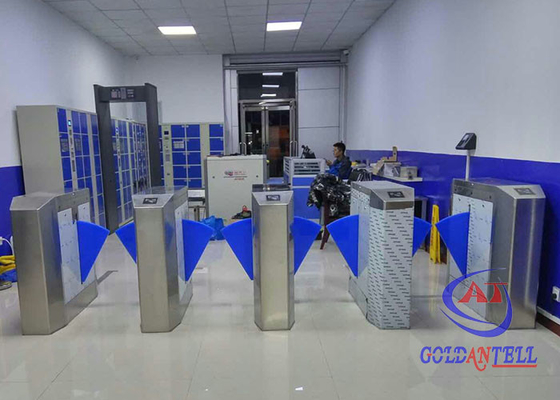 Standing Full Automatic Flap Barrier Gate Rfid Card Reader Security Metal Detector