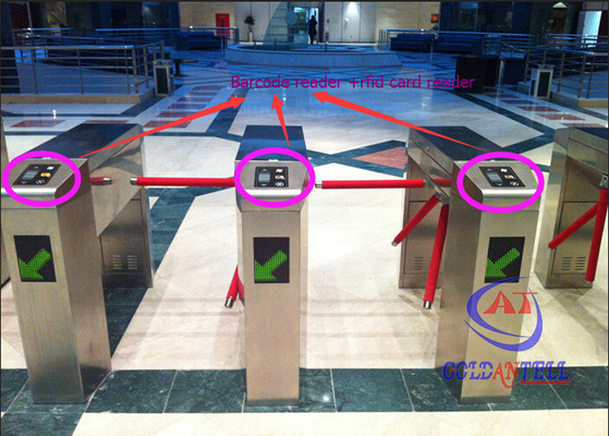 Auto Luggage Pedestrian Barrier Gate , Three Arm Security Gate Barrier Barcode System