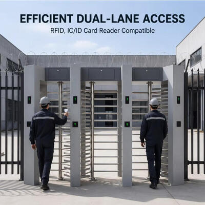 بوابة أمنية خارجية مزدوجة المسار كاملة الارتفاع ببطاقة RFID والتعرف على الوجه من الفولاذ المقاوم للصدأ 304
